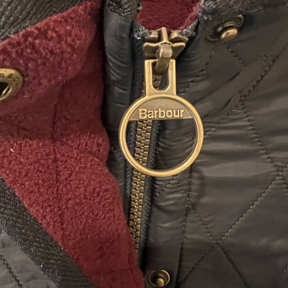 Barbour Quilted Vest in Gray and Burgundy - Picture 5 of 8